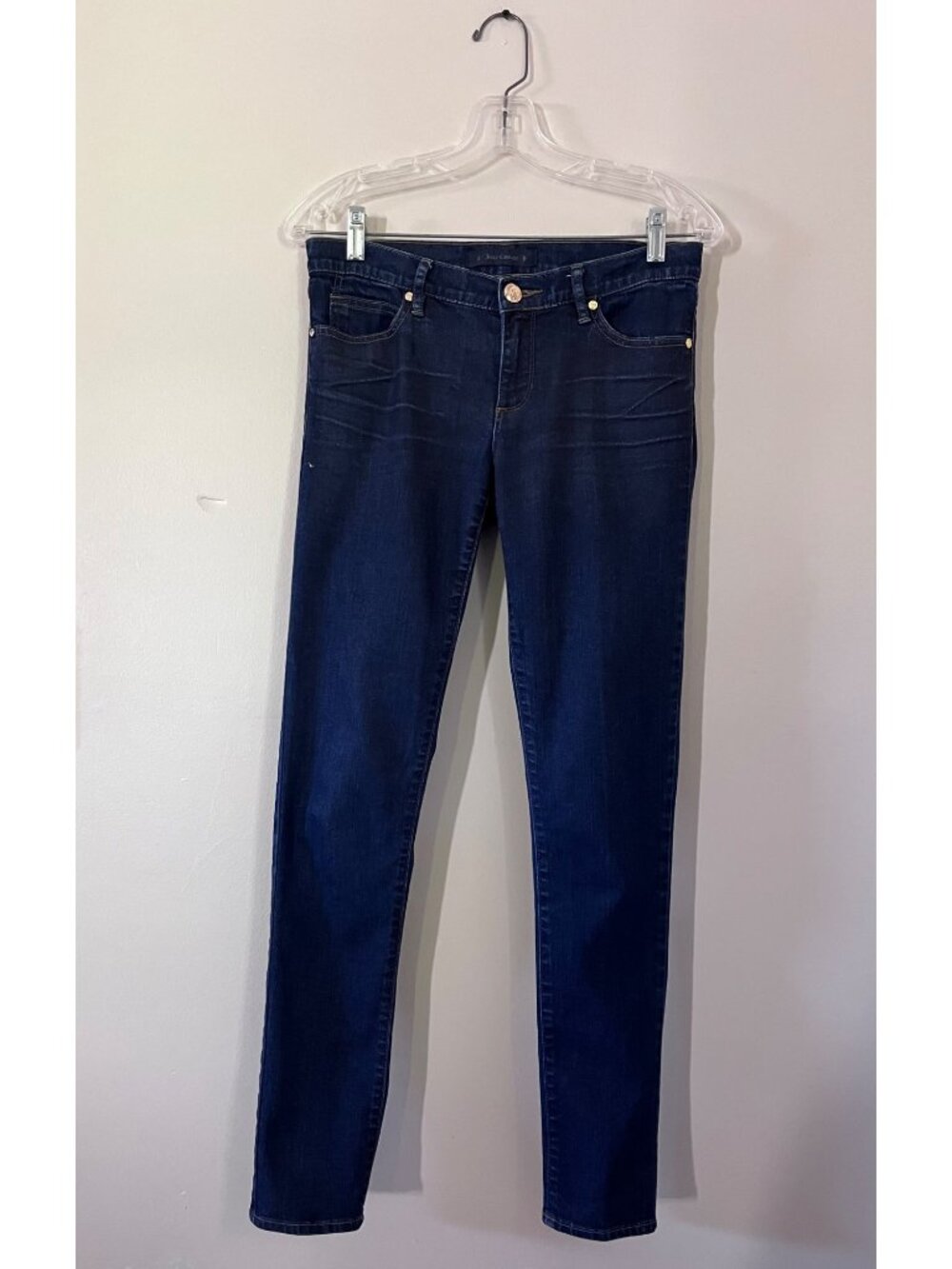 Juicy Couture Womens Size 27 Denim Blue Jeans Skinny Pocket Button Zip Dark Wash